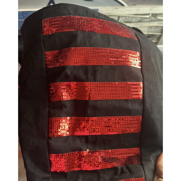 Victoria's Secret Sequin Lip Zip Shoulder Tote Weekend Duffle Gym Black Bag EUC - Picture 6 of 6